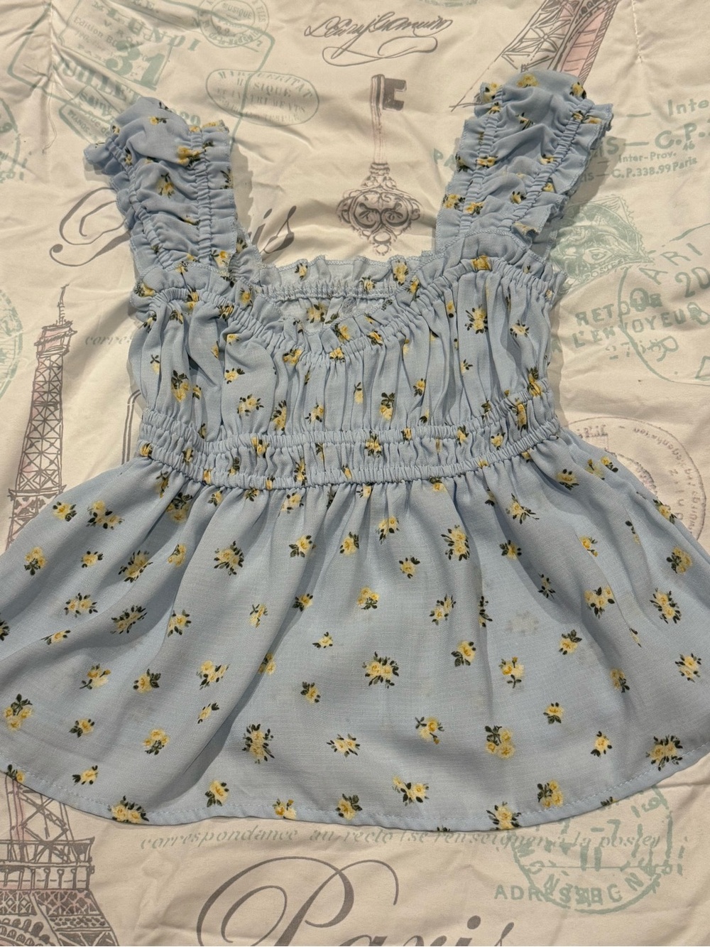 FLORAL LIGHT BLUE BABYDOLL TOP